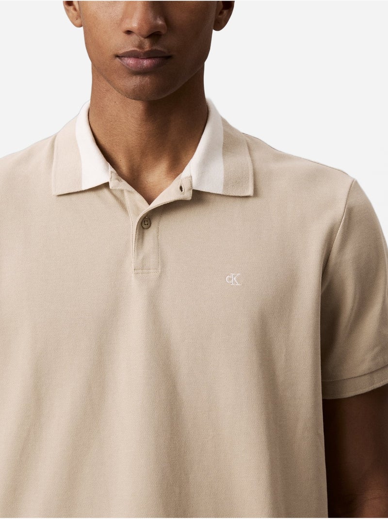Polo de manga curta - Calvin Klein Bege - Kiabi