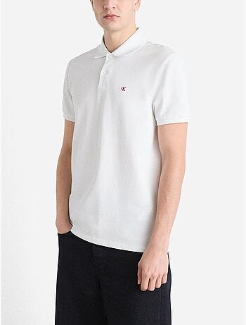 Polo branco calvin klein jeans monogram piqué para homem