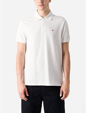 Polo branco calvin klein jeans monogram piqué para homem