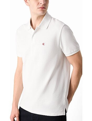Polo branco calvin klein jeans monogram piqué para homem