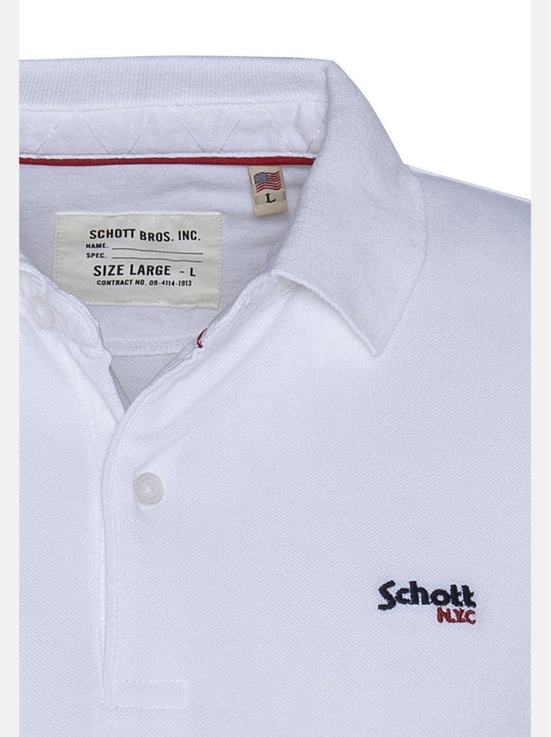 Polo de manga curta - Schott Branco - Kiabi