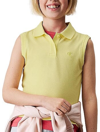 Polo de Manga Curta Amarelo para Menina Calvin Klein Jeans