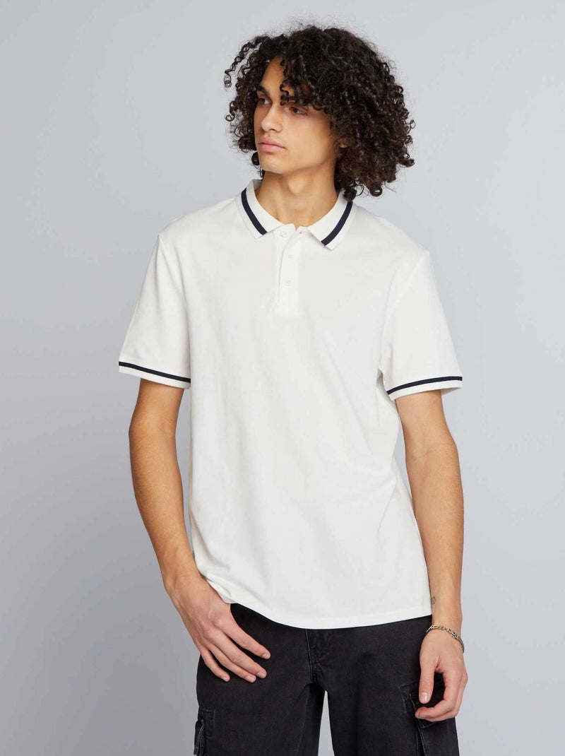 Polo de manga curta com contrastes Branco - Kiabi