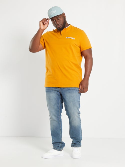 Polo de manga curta com gola mao - Kiabi