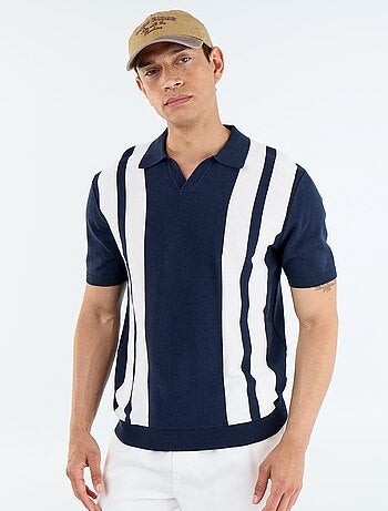 Polo de manga curta com gola sem botões