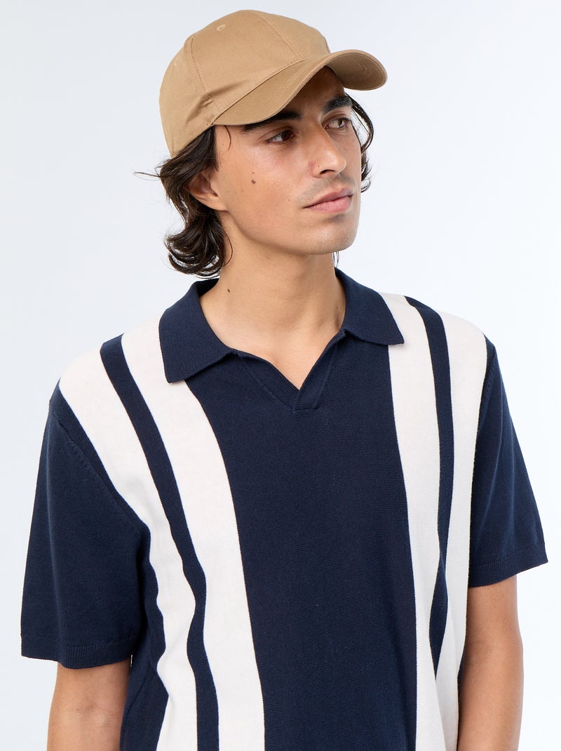 Polo de manga curta com gola sem botões Azul - Kiabi