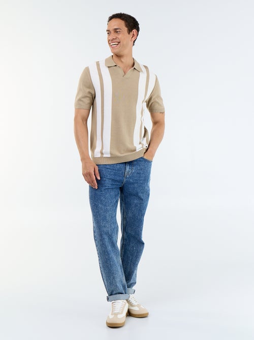 Polo de manga curta com gola sem botões - Kiabi