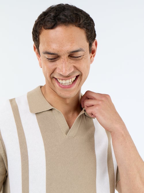 Polo de manga curta com gola sem botões - Kiabi