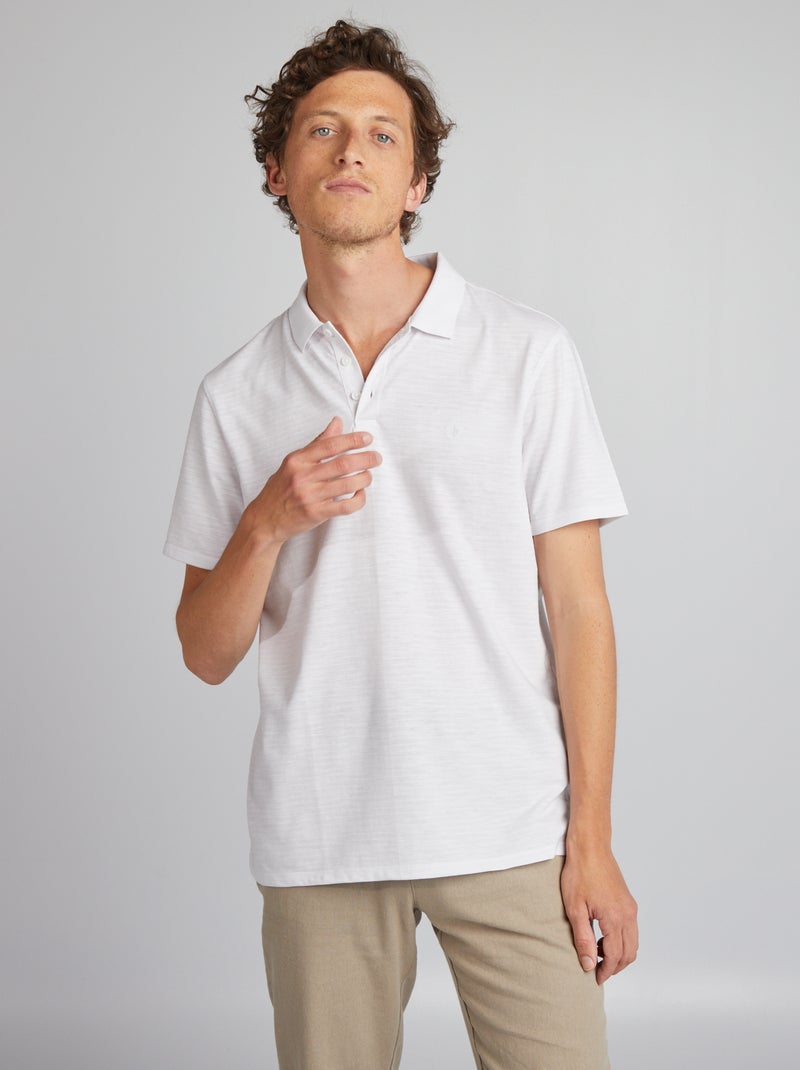 Polo de manga curta de corte direito Branco - Kiabi