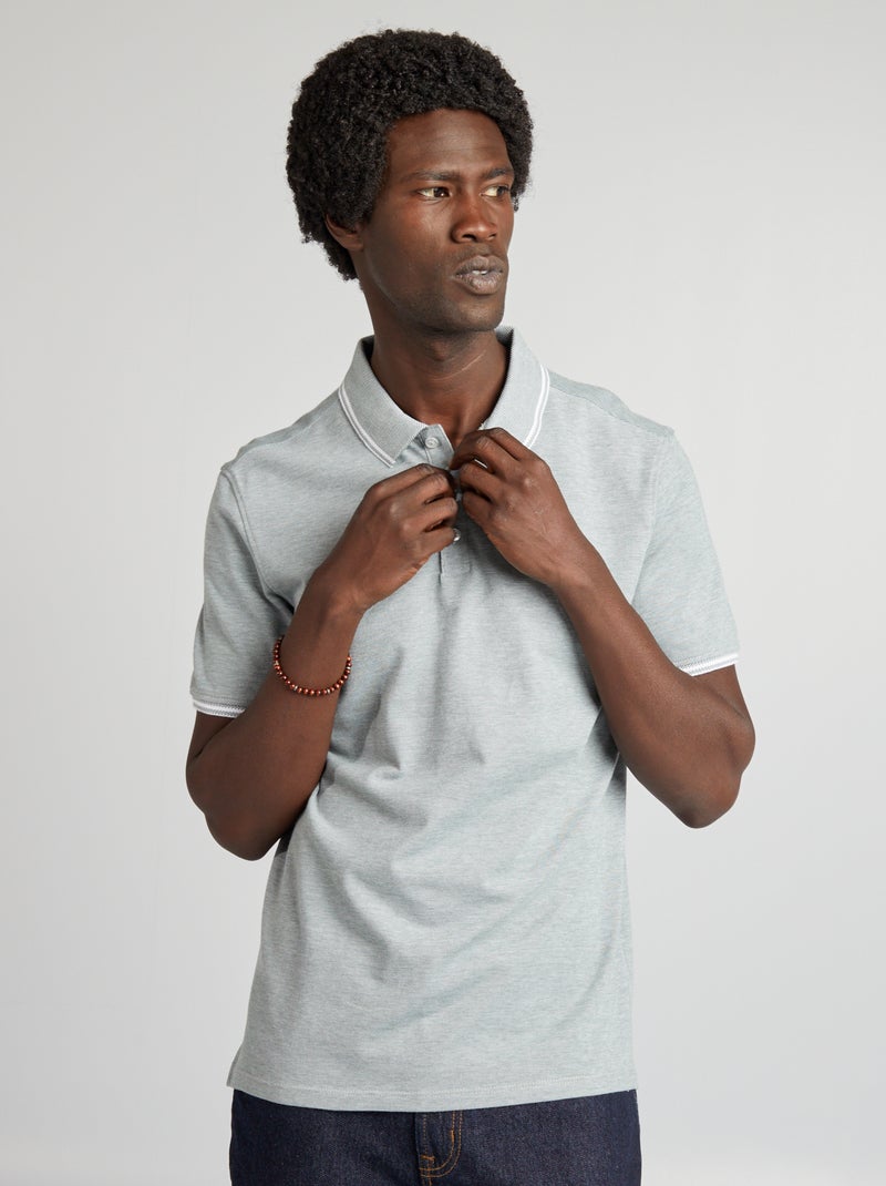 Polo de manga curta de corte direito BRANCO - Kiabi