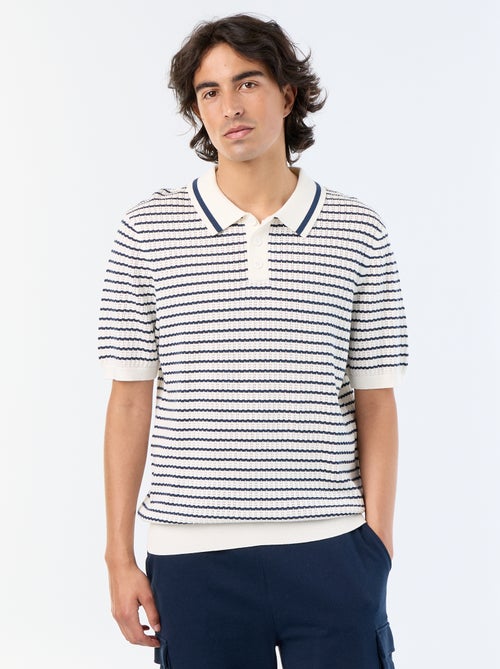 Polo de manga curta em malha ajurada - Kiabi