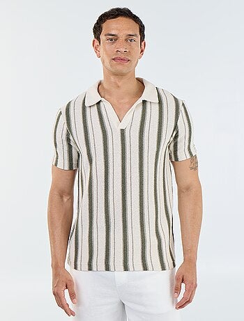 Polo de manga curta em malha de tricô