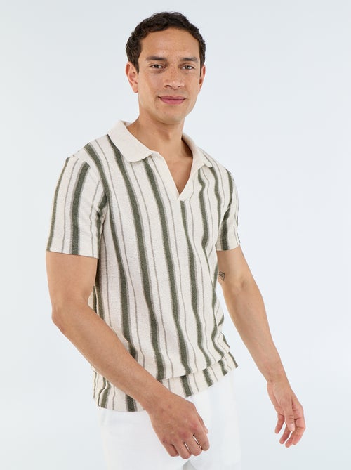 Polo de manga curta em malha de tricô - Kiabi