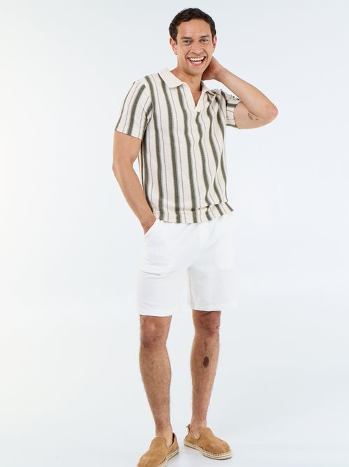 Polo de manga curta em malha de tricô - Kiabi