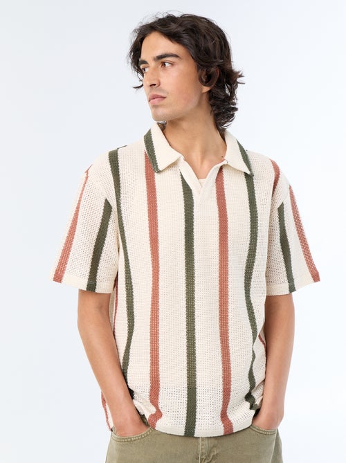 Polo de manga curta em malha perfurada - Kiabi