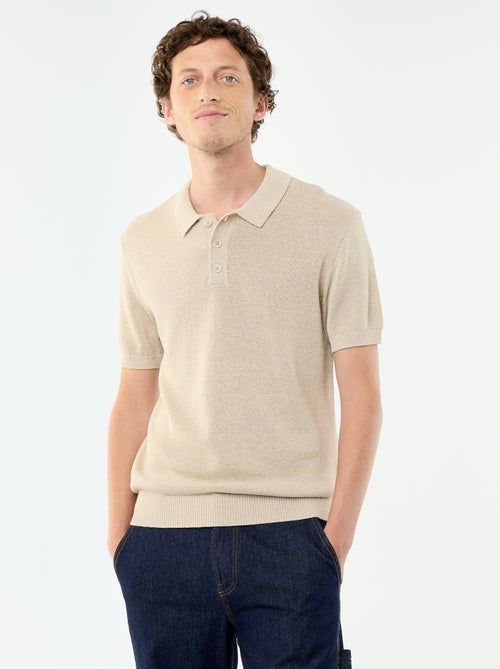 Polo de manga curta em malha perfurada - Kiabi
