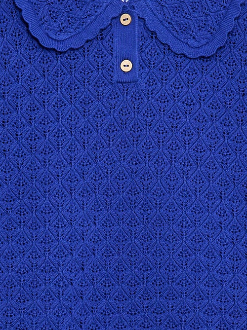 Polo de manga curta em malha rendada - Kiabi