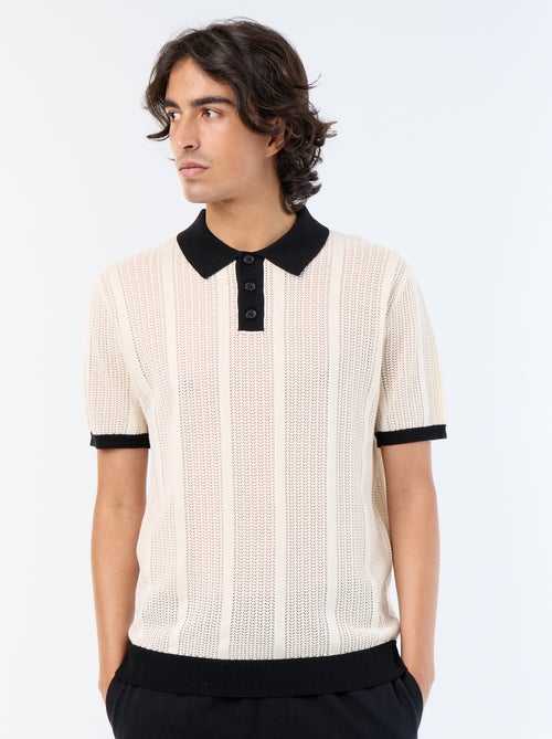 Polo de manga curta em malha rendada - Kiabi