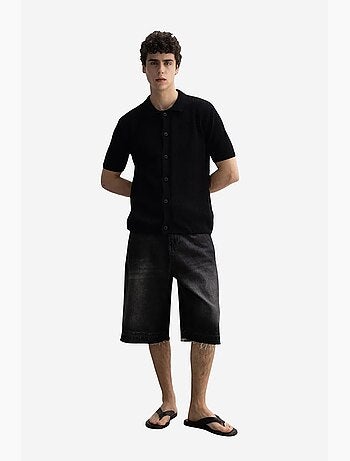 Polo de manga curta em malha texturada para homem giesto