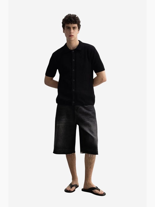 Polo de manga curta em malha texturada para homem giesto - Kiabi