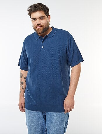 Polo de manga curta em malha tricô
