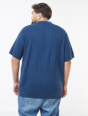 Polo de manga curta em malha tricô