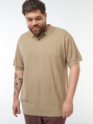 Polo de manga curta em malha tricô