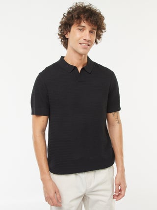 Polo de manga curta em malha tricô