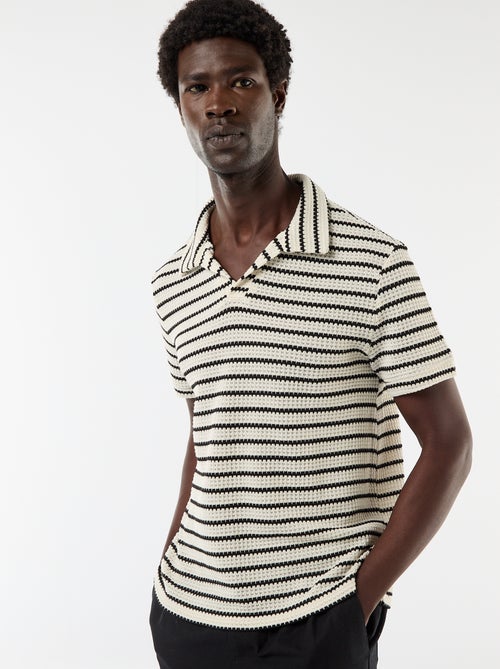 Polo de manga curta em material fantasia - Kiabi