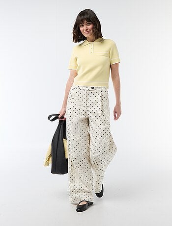 Polo de manga curta em piqué de algodão