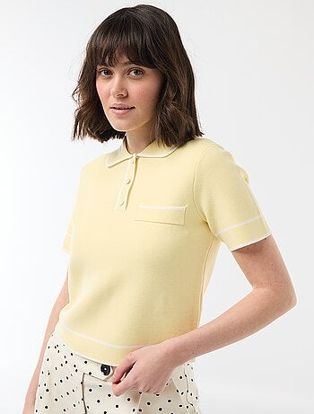 Polo de manga curta em piqué de algodão