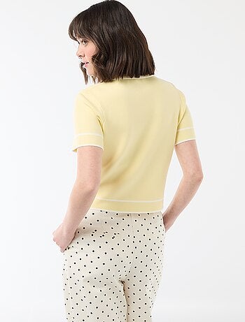 Polo de manga curta em piqué de algodão