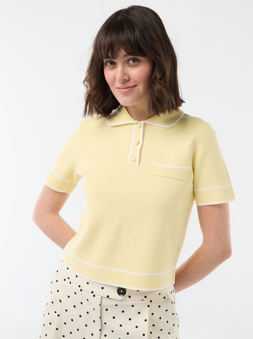 Polo de manga curta em piqué de algodão - Kiabi