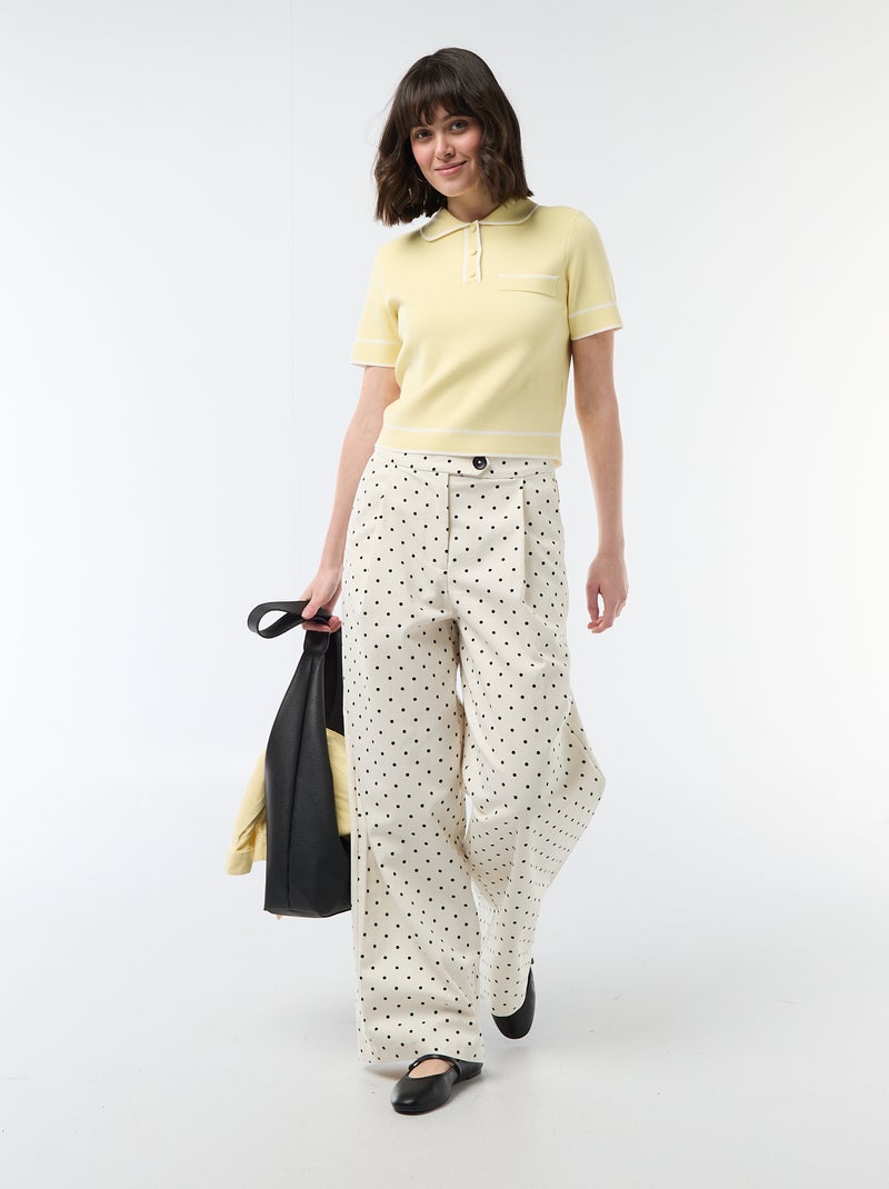 Polo de manga curta em piqué de algodão Amarelo - Kiabi