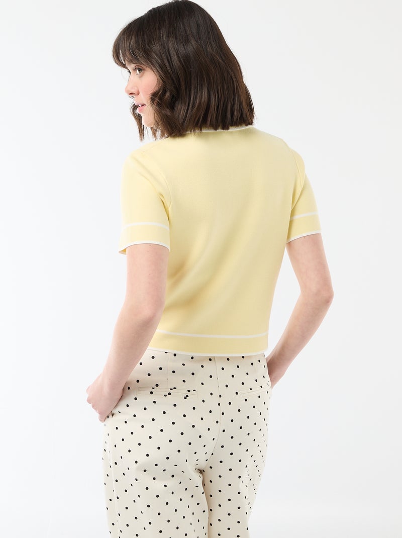 Polo de manga curta em piqué de algodão Amarelo - Kiabi