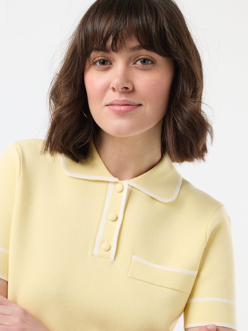 Polo de manga curta em piqué de algodão Amarelo - Kiabi