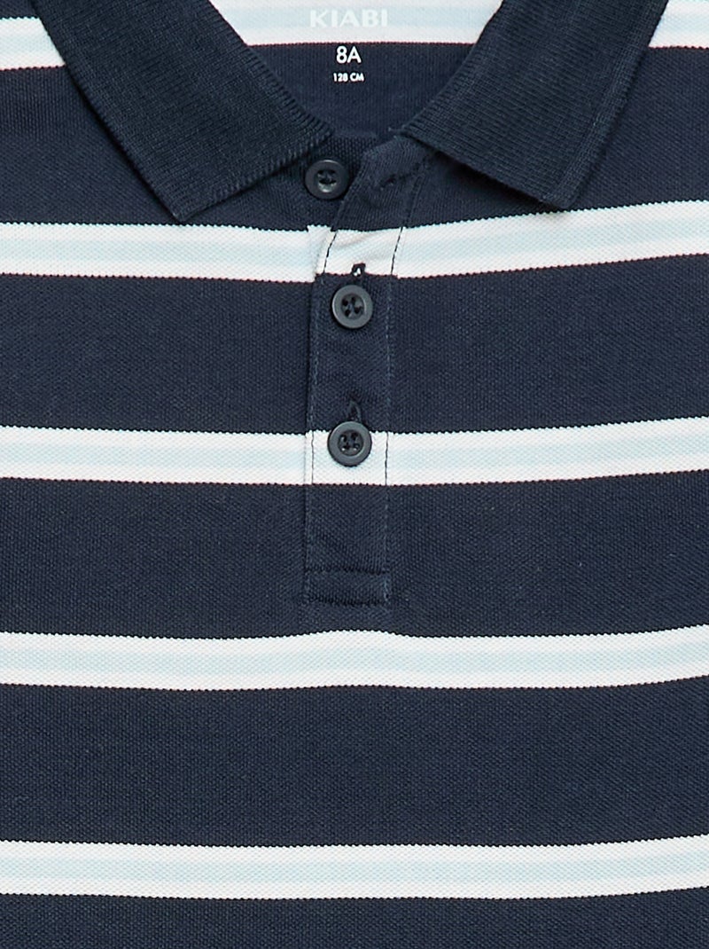 Polo de manga curta em piqué de algodão Azul - Kiabi