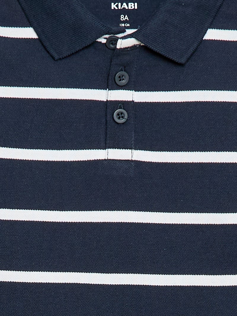 Polo de manga curta em piqué de algodão Azul - Kiabi
