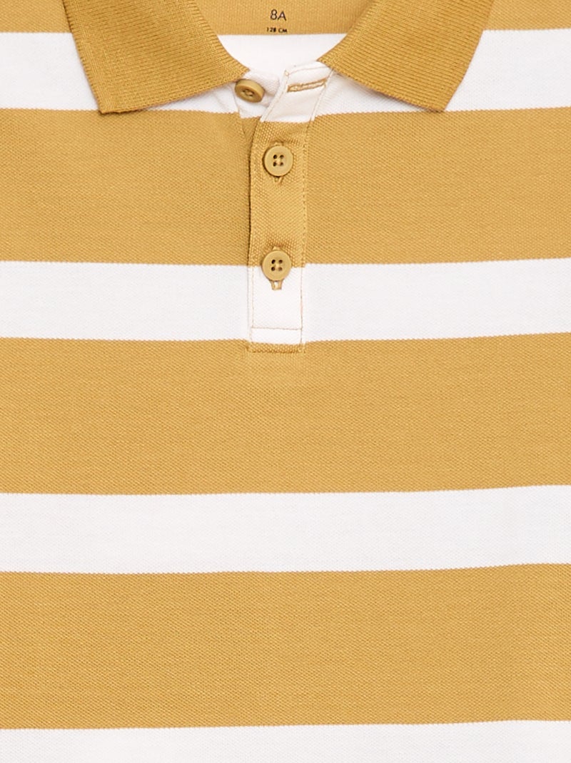 Polo de manga curta em piqué de algodão Bege - Kiabi