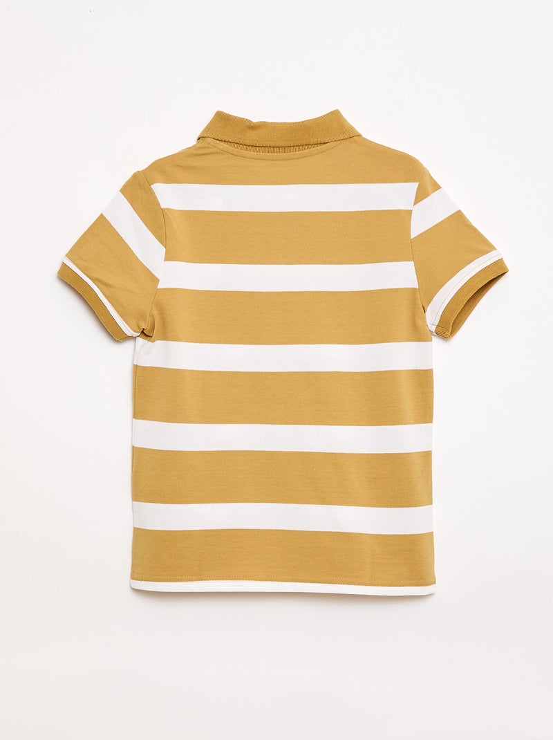 Polo de manga curta em piqué de algodão Bege - Kiabi