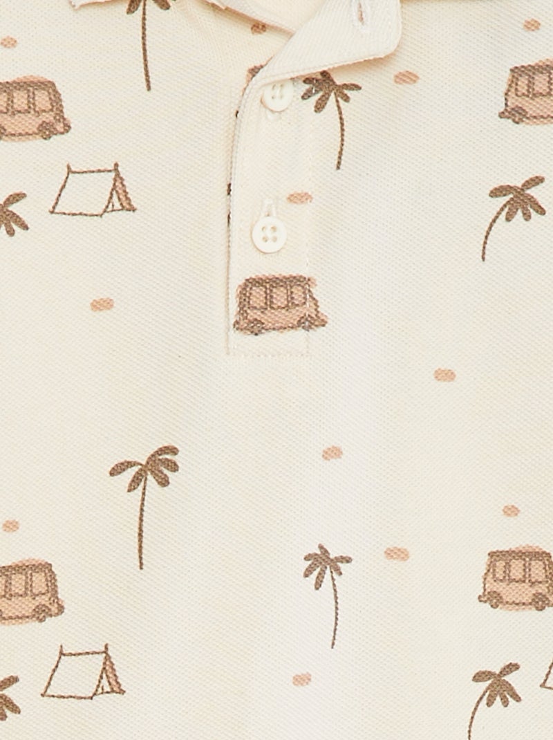 Polo de manga curta em piqué de algodão BRANCO - Kiabi