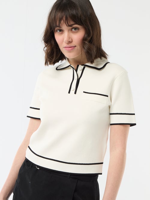 Polo de manga curta em piqué de algodão - Kiabi