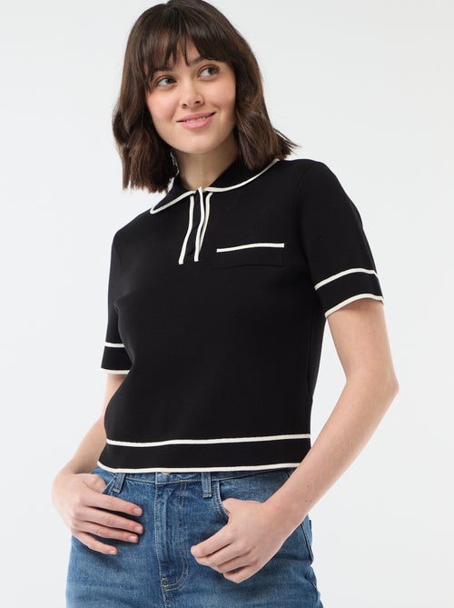 Polo de manga curta em piqué de algodão - Kiabi