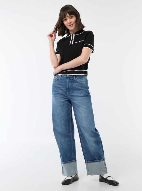 Polo de manga curta em piqué de algodão - Kiabi