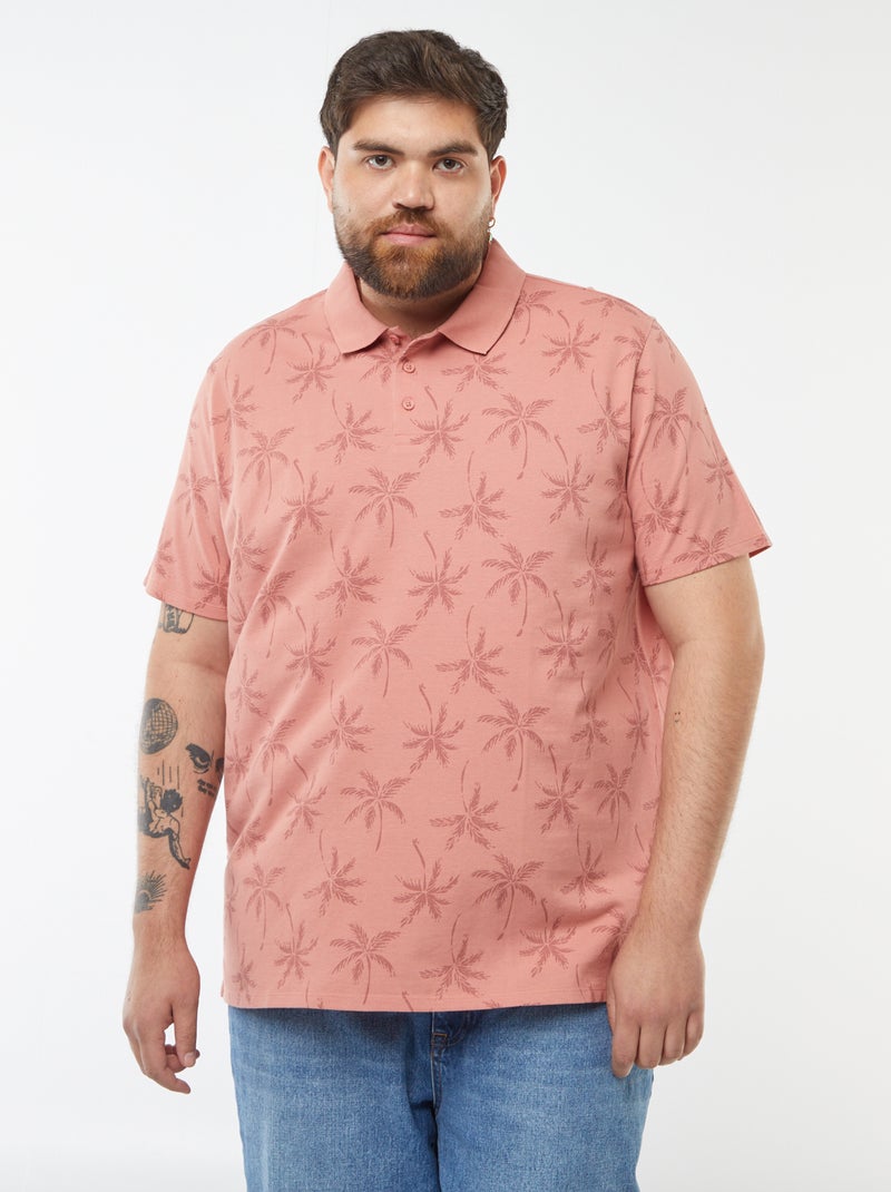 Polo de manga curta em piqué de algodão Rosa - Kiabi