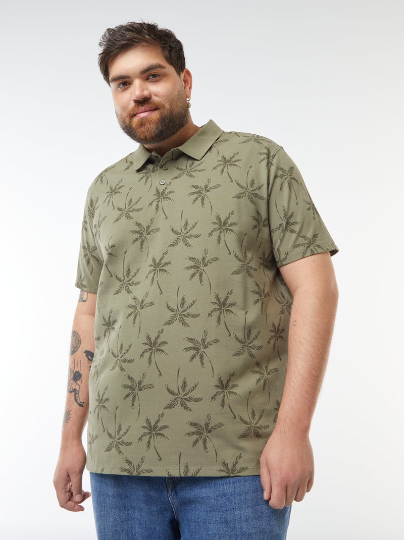 Polo de manga curta em piqué de algodão Verde - Kiabi