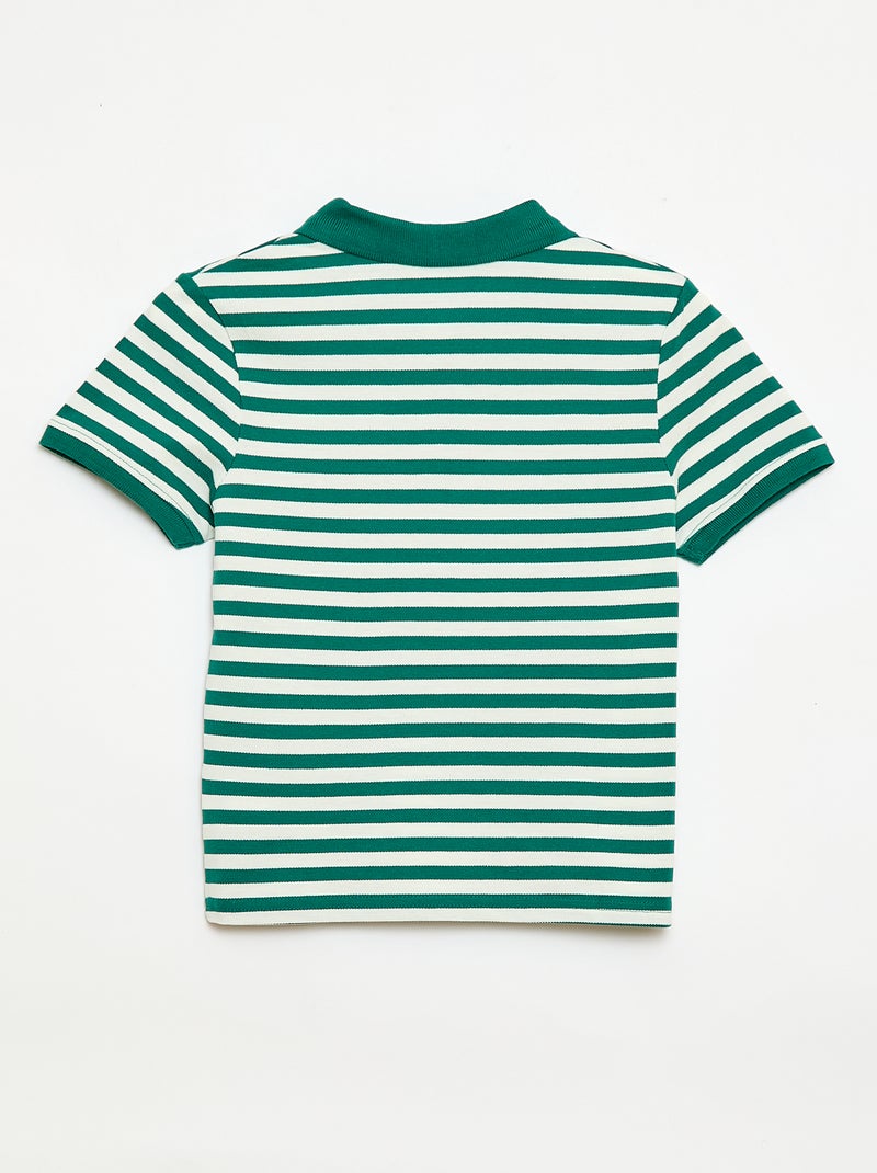 Polo de manga curta em piqué de algodão Verde - Kiabi