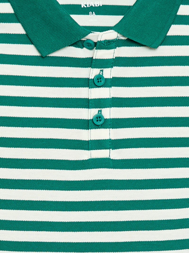 Polo de manga curta em piqué de algodão Verde - Kiabi