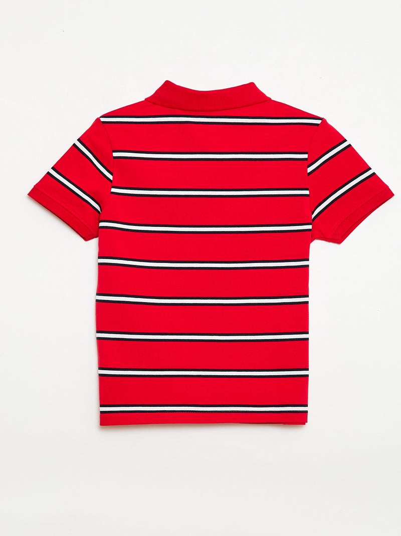 Polo de manga curta em piqué de algodão Vermelho - Kiabi