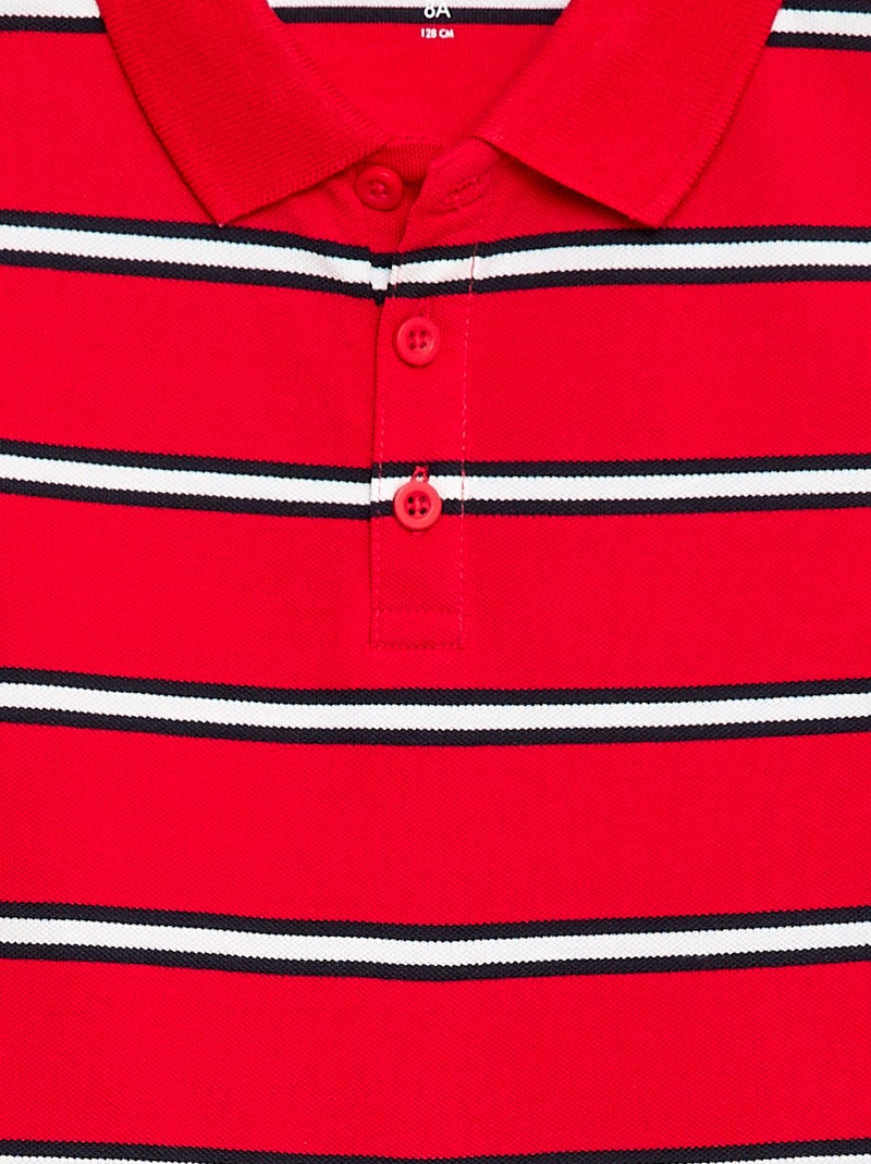 Polo de manga curta em piqué de algodão Vermelho - Kiabi